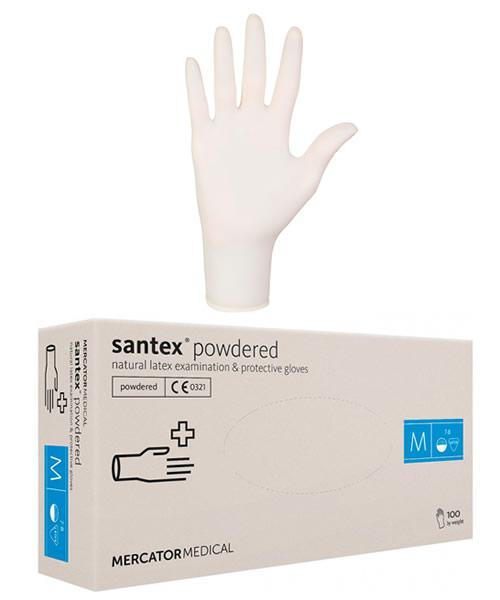 Santex latex kesztyű M, púderes 100db/doboz Santex latex kesztyű M, púderes 100db/doboz