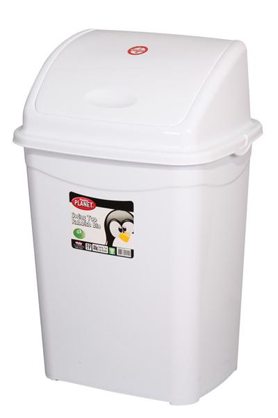 Billenőfedeles műanyag szemetes kuka, fehér, 26 literes Billenőfedeles műanyag szemetes kuka, fehér, 26 literes