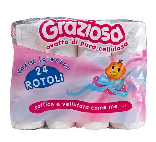 Toalettpapír, 2 rtg, fehér, 18m/tek., 24tek/cs, (4cs/#) (Graziosa) Toalettpapír, 2 rtg, fehér, 18m/tek., 24tek/cs, (4cs/#) (Graziosa)