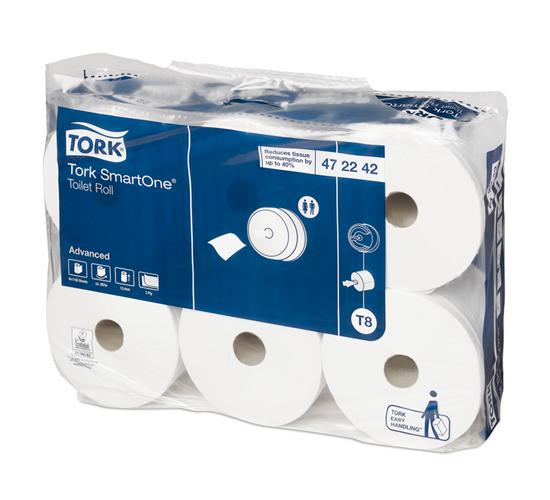 Tork Toalettpapír SmartOne® 2 rtg., 1150 lap/tek,207m, 6 tek./# (T8) Tork Toalettpapír SmartOne® 2 rtg., 1150 lap/tek,207m, 6 tek./# (T8)