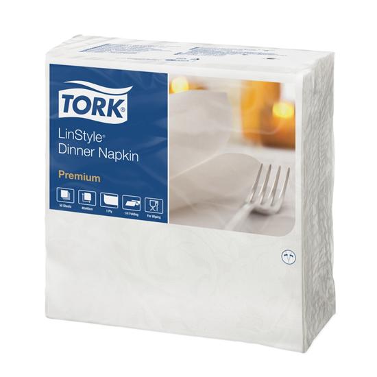 Tork Premium Textil hatású szalvéta 50 lap, 39x39 cm, fehér mintás, 10cs/# (509413) Tork Premium Textil hatású szalvéta 50 lap, 39x39 cm, fehér mintás, 10cs/# (509413)