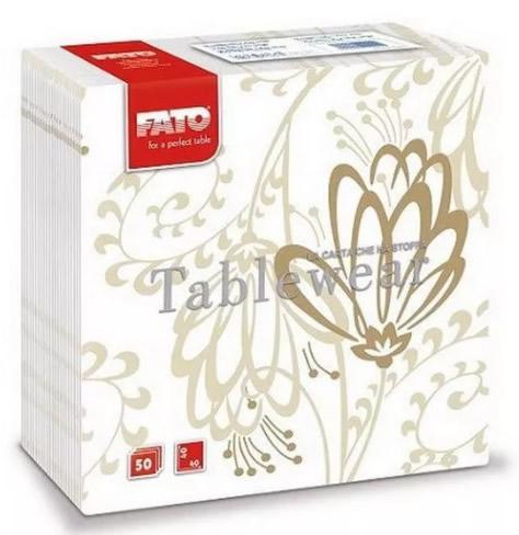 FATO Airlaid textilhatású szalvéta, 40x40cm, Boulevard drapp virág dekor, 50lap/cs. FATO Airlaid textilhatású szalvéta, 40x40cm, Boulevard drapp virág dekor, 50lap/cs.