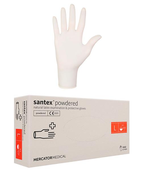 Santex latex kesztyű L, púderes 100db/doboz Santex latex kesztyű L, púderes 100db/doboz