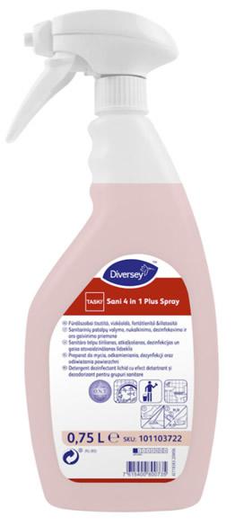 Taski Sani 4in1 Fertőtlenítős fürdőszoba tisztító, szórófejes, 750ml, 6db/# Taski Sani 4in1 Fertőtlenítős fürdőszoba tisztító, szórófejes, 750ml, 6db/#